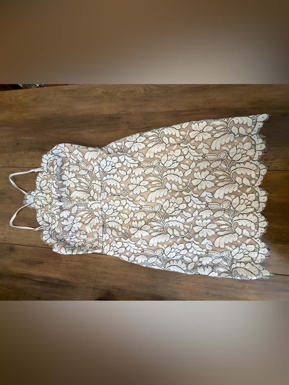 Floral Lace Overlay mini dress in Ivory